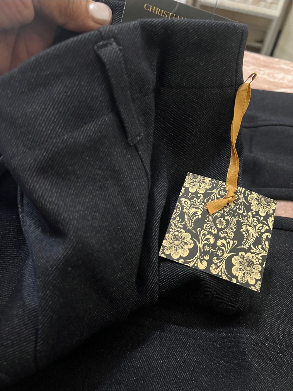 Christian Siriano Dark Navy•mid-rise •barrel Leg Trousers - Picture 3 of 5